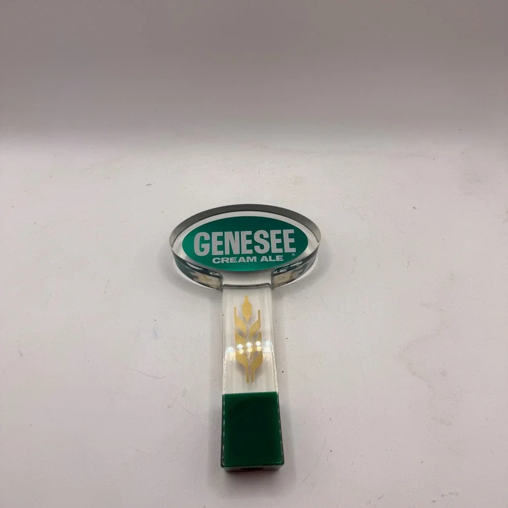 Genesee Cream Ale Beer‎ Tap Handle Lucite Acrylic Green Gold Wheat Barware 5.5